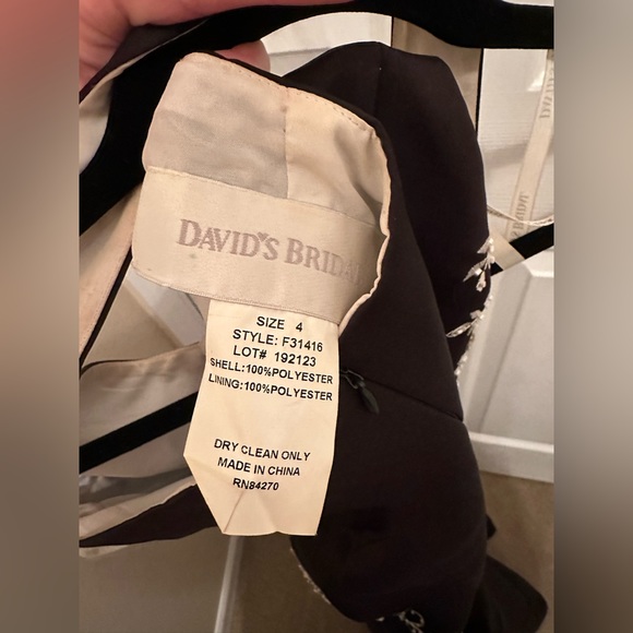 Women’s Black and Floral, David’s Bridal, Long Halter Dress, Size - Picture 3 of 3